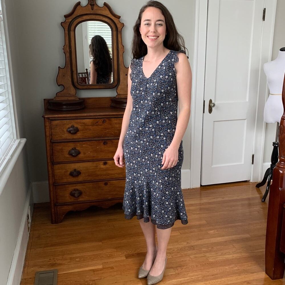LOFT Blue Print Skirt & Top Set, Size 4P